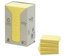 3M Post-it Organiniai lipdukai POST-IT (653-1T), 38x51mm, 24x100 kortelės, geltona