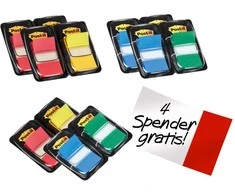 3M Post-it POS-IT kortelių (680 -P10 + 2), PP, 25.4x43.2mm, spalvų derinys, 10 + 2 NEMOKAMAI skatinimo rinkinys