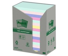 Post-It 655-1RPT, stačiakampiai, įvairių spalvų, 76 mm, 127 mm, 100 lapelių