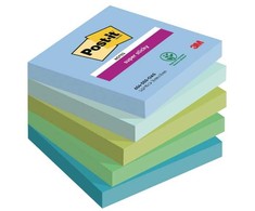 3M Lipnūs lapeliai „Post-it Super Sticky“, 76 x 76 mm, „Oasis Collection“, įvairios spalvos: džinsinė mėlyna, - 1 vnt. (654-5SS-OAS)