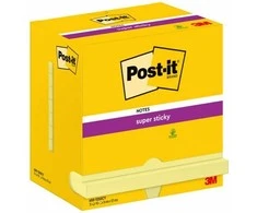 Lipnūs lapeliai „Post-it Super Sticky Notes“, 3 x 5 colių, geltonos spalvos, 12 lapelių pakuotėje, geltoni, 76,2 mm, 127 mm, 90 lapų