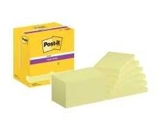 Lipnūs lapeliai „Post-it Super Sticky Notes“, 3 x 5 colių, geltonos spalvos, 12 lapelių pakuotėje, geltoni, 76,2 mm, 127 mm, 90 lapų