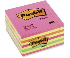 3M Post-it® kubo formos lapeliai 2028np 76 mm x 76 mm neoninės rožinės spalvos