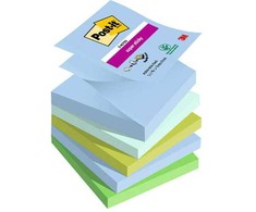 3M Lipnūs lapeliai „Post-it Super Sticky Z-Notes Oasis“, spalvų kolekcija, 76 mm x 76 mm, 90 lapų/juodos spalvos, 5 lapeliai/pak. Oasis spalvų kolekcija