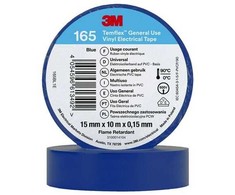 3M „Temflex™ 165“ 165BL1E Izoliacinė juosta #####„Temflex™ 165“ mėlyna (ilgis x plotis) 10 m x 15 mm 1 vnt.