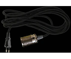4m DANLAMP tekstilinis kabelis juodas chromas E27 Juodas kabelis