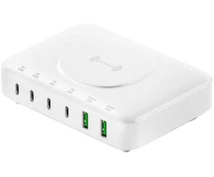 4smarts įkrovimo stotelė 7in1 100W su belaidžio įkrovimo galimybe baltos spalvos 540570