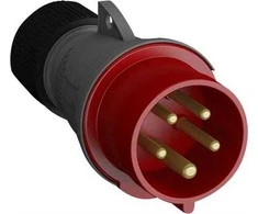 ABB CEE kištukas 16A, 3 polių + nulis + įžeminimas, 6 valandos padala, raudonas, IP44, plastikinis, su varžtiniais gnybtais
