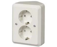 ABB Dvigubas kampinis lizdas, 250 V/16 A, IP 21, baltas