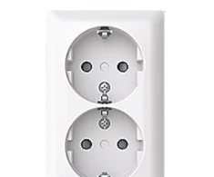 ABB Dviejų lizdų SAGA elektros lizdas IP21 signalinis baltas