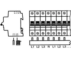 ABB kilpinės šynos, skirtos S200, F200 ir DS200 paskirstymui, fazės: 3 + N automatinis jungiklis, polių skaičius: 4–15 vnt., tipas: PS4/60/16