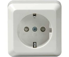 ABB Lizdas „Jussi“, su rėmeliu ir pagrindu, baltas (RAL9010), 16A 250V, „Schuko“ / šoninis įžeminimas ir saugiklis