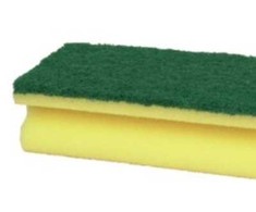 Abena Šveitimo kempinė 14x7x4,2cm - Žalia/geltona, nailonas/poliesteris/polieteris, šiurkštus šveitimo efektas - 10 vnt.