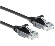 ACT Juodas 0,5 metro LSZH U/UTP CAT6 duomenų centro plonas pataisymo kabelis su RJ45 jungtimis CAT6 U/UTP SLIMLINE BK 0.5M (DC9900)