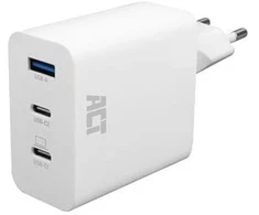 ACT „multioplader“ USB-C/USB-A įkroviklis 65 W, 3 prievadų su „Power Delivery PPS“, „QuickCharge“ ir „GanFast“
