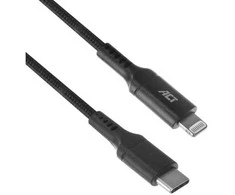 ACT USB 2.0 įkrovimo/duomenų kabelis C tipo kištukas - Lightning tipo kištukas, 1 metras, nailonas, MFI sertifikuotas