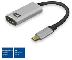 ACT USB-C į HDMI jungtį jungiantis adapteris, 4K @ 60Hz, laido ilgis 0,15 m, aliuminio korpusas. ADAPTERIS USB-C-HDMI 0,15M 4K (AC7010)