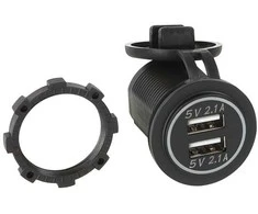 ACV USB įkrovimo adapteris 12/24 V su mėlyna lempute