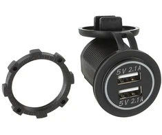 ACV 349045-03-2 USB automobilinis įkroviklis 12/24 V, mėlyna šviesa