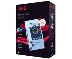 AEG GR203S s-bag® dulkių siurblio maišeliai be kvapo, dulkių maišelis, baltas, sintetinis, s-bag, dėžutė, 4 vnt.