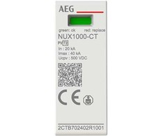 AEG NUX1000-CT - PV trumpalaikio nuotėkio apsauga, T2, (L-L) 1000 V nuolatinė srovė, maks. 8/20 µs trumpalaikio nuotėkio srovė 40 kA