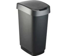Waste bin, Rotho Twist, juodas, plastikas, 50 l, juodas lid with pilkas rim, for source separation