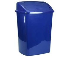 V Part Šiukšliadėžė, V formos, mėlyna, plastikinė, 26 l, su atlenkiamu dangčiu, paruošta montuoti prie sienos