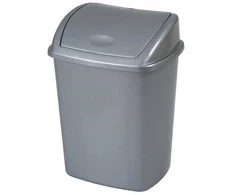 V Part Šiukšliadėžė, V formos, pilka, plastikinė, 26 l, su atlenkiamu dangčiu, paruošta montuoti prie sienos