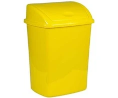V Part Šiukšliadėžė, V formos, geltona, plastikinė, 26 l, su atlenkiamu dangčiu, paruošta montuoti prie sienos