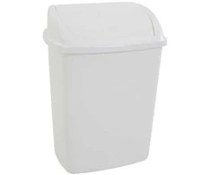 V Part Šiukšliadėžė, V formos, balta, plastikinė, 26 l, su atlenkiamu dangčiu, paruošta montuoti prie sienos