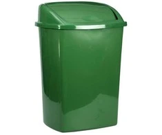 V Part Šiukšliadėžė, V formos, tamsiai žalia, plastikinė, 26 l, su atlenkiamu dangčiu, paruošta montuoti prie sienos