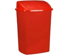 V Part Šiukšliadėžė, V formos, raudona, plastikinė, 26 l, su atlenkiamu dangčiu, paruošta montuoti prie sienos