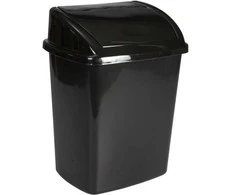 V Part Šiukšliadėžė, V formos, juoda, plastikinė, 8 l, su atlenkiamu dangčiu, paruošta montuoti prie sienos