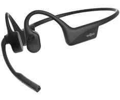 Aftershokz SHOKZ OpenComm2 2025 atnaujintos belaidės „Bluetooth“ kaulinio laidumo vaizdo konferencijų ausinės su USB-C įkrovimo prievadu | 16 val. pokalbių laikas, 29 m belaidis diapazonas, 1 val. įkrovimo laikas | Į komplektą įeina triukšmą slopinantis strėlės formos mikrofonas, juodos, belaidės, biurui / skambučių centrui, 35 g, ausinės, juodos