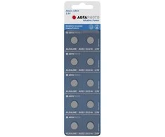 AgfaPhoto 150-805603, Vienkartinės baterijos, LR44, Šarminės, 1,5 V, 10 vnt., Sidabras
