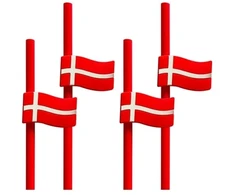 Agk Nordic Šiaudeliai su Danijos vėliavėlėmis, 4 vnt.
