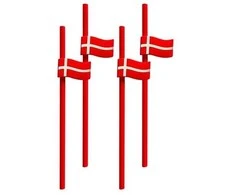 Agk Nordic Šiaudeliai su Danijos vėliavėlėmis, 4 vnt.