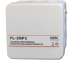AIR2TRUST Įvesties modulis FL-INP1 dūmų detektoriui ir priešgaisriniam termostatui, skirtas valdymo blokui CTRL per magistralę. Adresavimas per DIP, reikia sumontuoti 2K2 linijos pabaigos rezistorių.