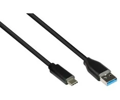 Kabelis USB Alcasa USB-A - USB-C 1 m Juodas (2831-AC010S)
