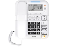 Atlinks Alcatel TMAX 70, analoginis/DECT telefonas, laidinė ragelė, garsiakalbis, 99 įrašai, skambučio gavėjo ID, balta