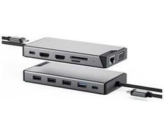 ALOGIC DUCDDV3V2, Wired, USB 3.2 Gen 1 (3.1 Gen 1) Type-A + Type-C, 100 W, Pilkas, Kosminė pilka, SD