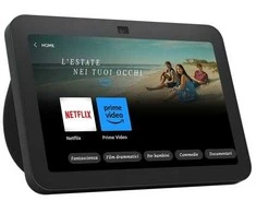 Planšetė Amazon – „Echo Show 8“ (3 kartos) – išmanusis HD jutiklinis ekranas su 3D garsu, išmaniųjų namų centru ir „Alexa“ – juodas