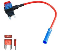 Ampire Electronics „Ampire“ plokščio saugiklio adapteris su 10 cm laidu, maitinimo išvadu mini ATO saugikliams