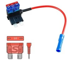 Ampire Electronics Plokščias saugiklio adapteris su 10 cm laidu, maitinimo jungtimi (18250)