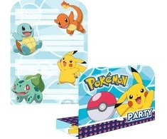 AMSCAN Pokemon gimtadienio kvietimai - 8 vnt. Universalūs