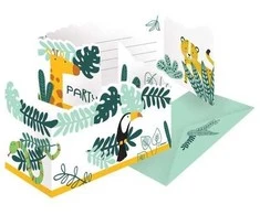 Amscan Get Wild invitationer, 8 stk.