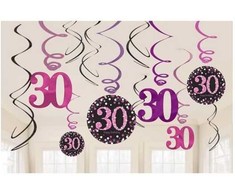 Amscan Loftspiraler 30 år Rožinė Sparkling