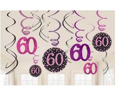 Amscan Loftspiraler 60 år Rožinė Sparkling