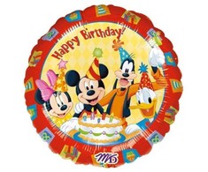 Amscan Mickey Happy Birthday folijos balionas, 43 cm