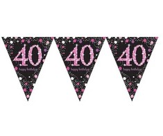 Amscan Vimpelguirlande 40 år Rožinė Sparkling